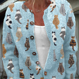 Sabine | Strickjacke mit Katzen-Design