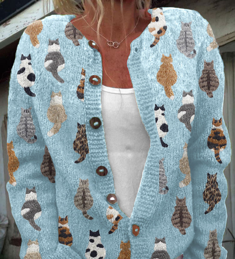 Sabine | Strickjacke mit Katzen-Design