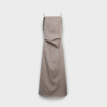 Maxikleid mit Trägern, graubraun, Vorderausschnitt, drapierte Falten an der Taille
