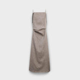 Maxikleid mit Trägern, graubraun, Vorderausschnitt, drapierte Falten an der Taille