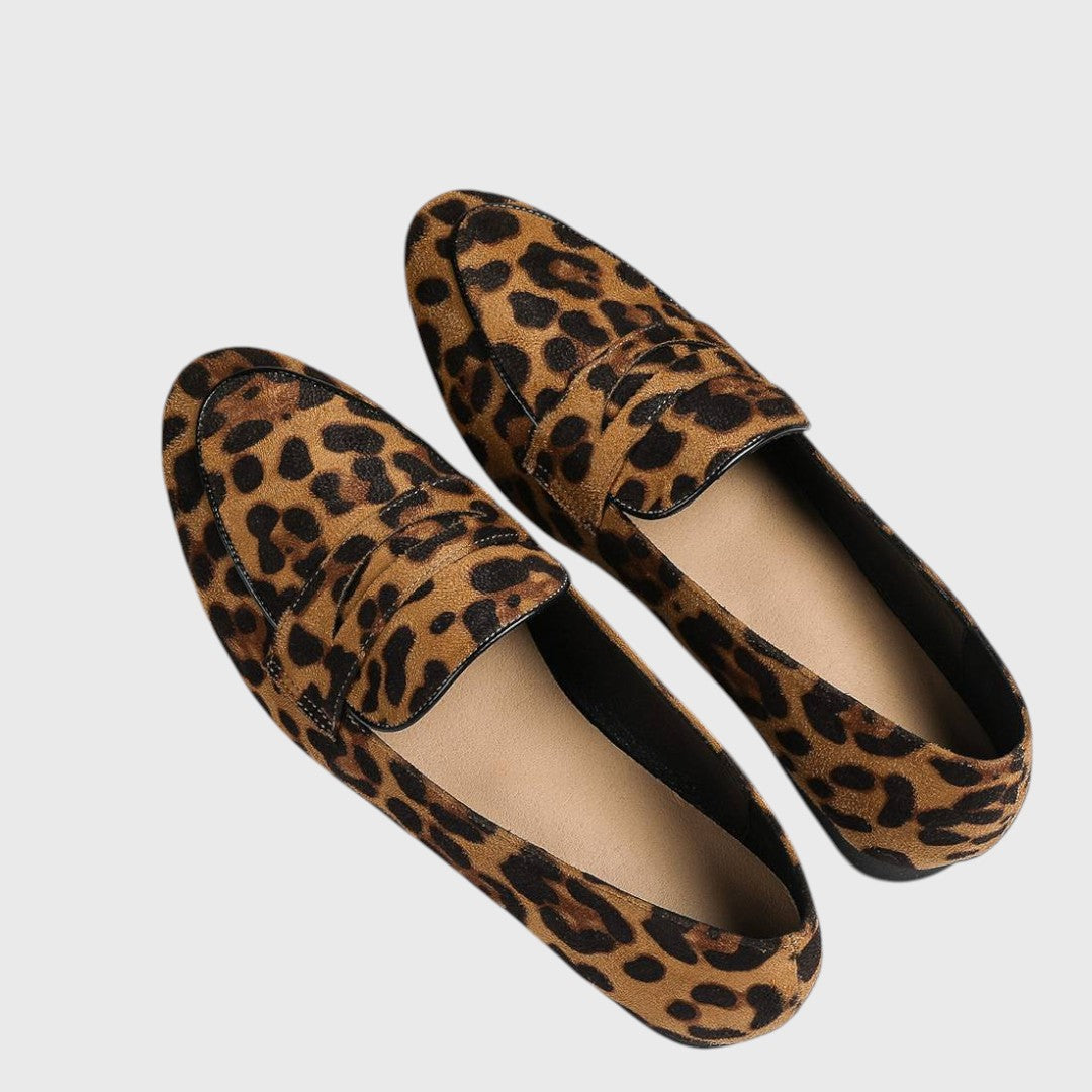 Elaine weiche Hausschuhe mit Leopardenmuster, flache Slip-ons, gepolsterte Innenfläche