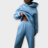 Jogginganzug mit Kapuzenpullover und Jogginghose, hellblau; elastischer Bund
