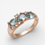 Eleganter Vintage-Zirkonia-Ring in Gold Blå