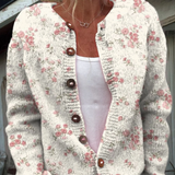 Angelika | Strickjacke mit floralem Rosenmuster