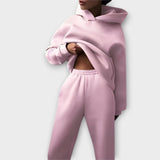 Jogginganzug mit Kapuzenpullover und Jogginghose, rosé; elastischer Taillenbund