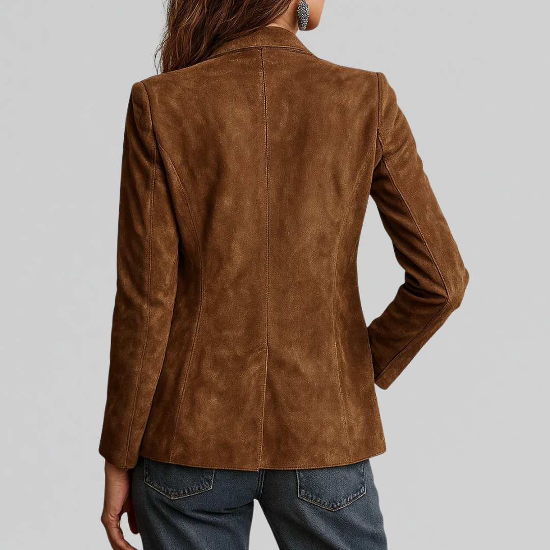 Wildleder-Blazer Brenda, brauner Wildleder-Rücken mit Mittelnaht