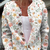 Regina | Strickjacke im Aquarell-Blumen-Design