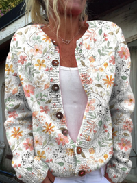 Regina | Strickjacke im Aquarell-Blumen-Design