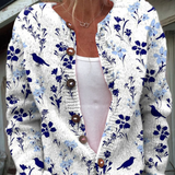 Doris | Strickjacke mit Vogel- und Blumenmotiv