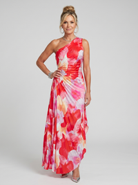 Taya | Midi-Kleid mit einseitigem, plissiertem Oberteil