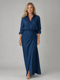 Mirque | Maxikleid mit langen Ärmeln und Wickel-Front