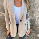 Lässige Jacke mit Revers, lange Ärmel, Knopfverschluss, Aprikose