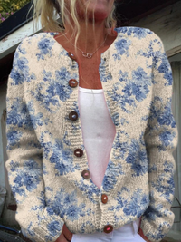 Renate | Strickcardigan mit floralem Design