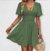Winslet - Kleid mit geraffter Taille und V-Ausschnitt