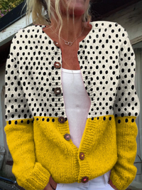 Silke | Bicolor Punktestrickjacke
