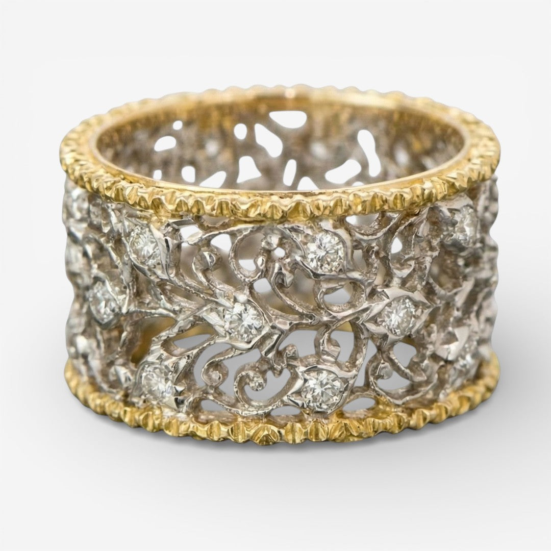 Vintage-Zirkoniumring mit filigranem Muster und goldfarbener Fassung