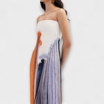 Farbblock-Kleid mit Quasten im Detail, bandeau-Top, orange und blau