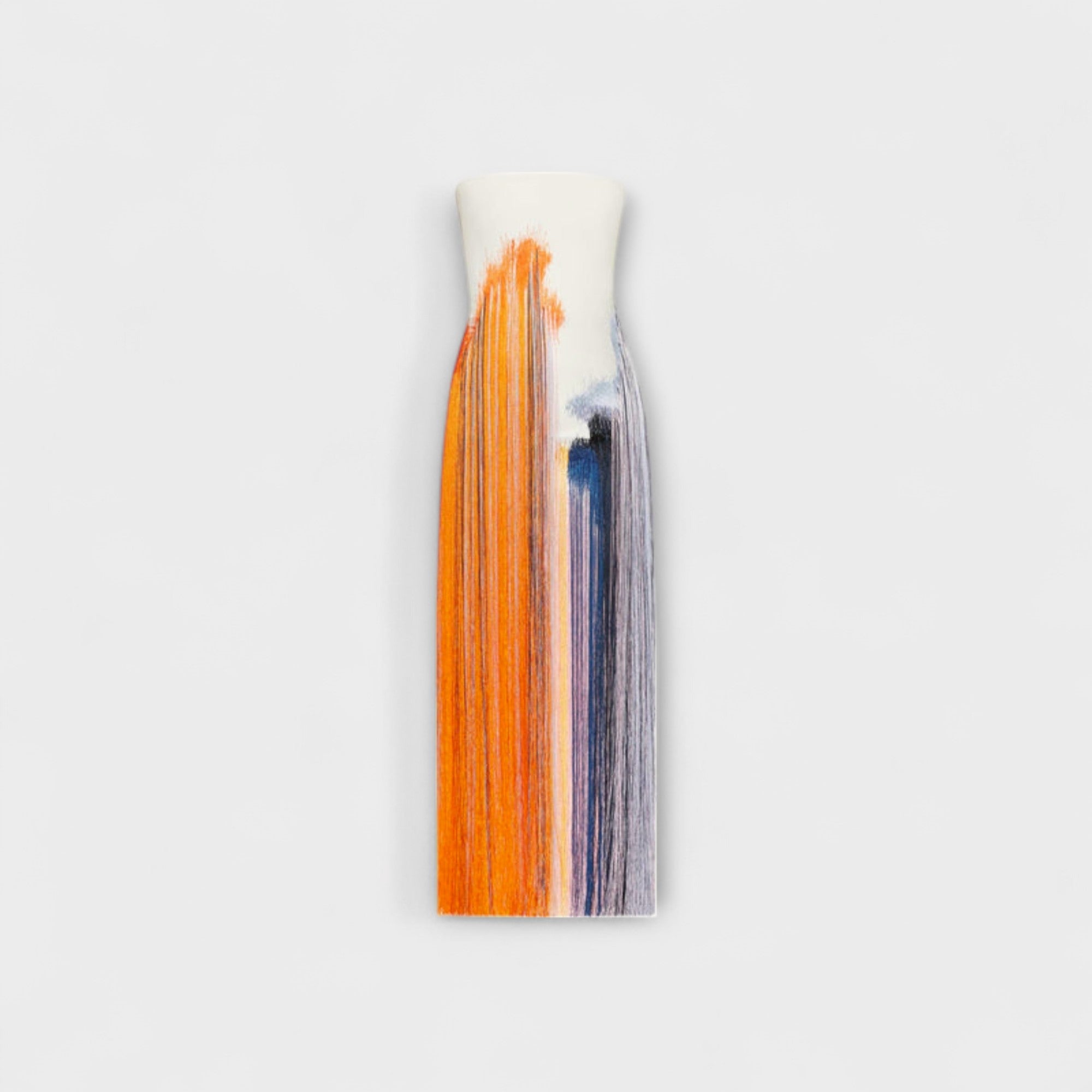 Farbblock-Kleid mit Quasten, ärmellos, orange und blau vertikale Farbfelder