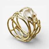 Samira - Goldring mit Perlen
