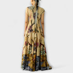 Maxikleid mit plissiertem Druck, ärmellos, gerüschter Saum und A-Linien-Schnitt