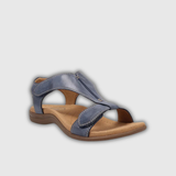 Leder-Sandale mit verstellbarem Riemen und anatomischem Fußbett, blau