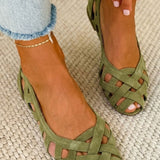 Emma geflochtene Sandalen, olivgrüne Riemchen mit offenen Zehen