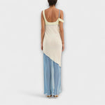 Midi-Kleid mit Splice-Detail, hinten cremefarben mit blauem unteren Teil