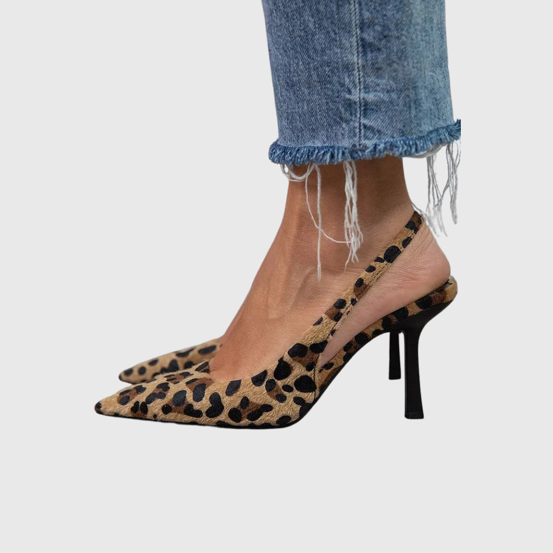Leopardenmuster-Pumps mit spitzem Zeh und hohem dünnen Stiletto-Absatz