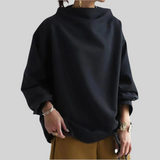 Schwarzer Pullover mit Rollkragen und weiten Ärmeln, locker sitzend