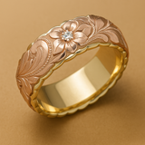 Vintage-Rosenblütenring aus Gold