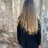 Lässige Jacke mit langen Ärmeln, schwarz, Rückansicht mit Knopfleiste