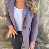 Lässige Jacke mit Revers, lange Ärmel, Knopfverschluss, Lavendel