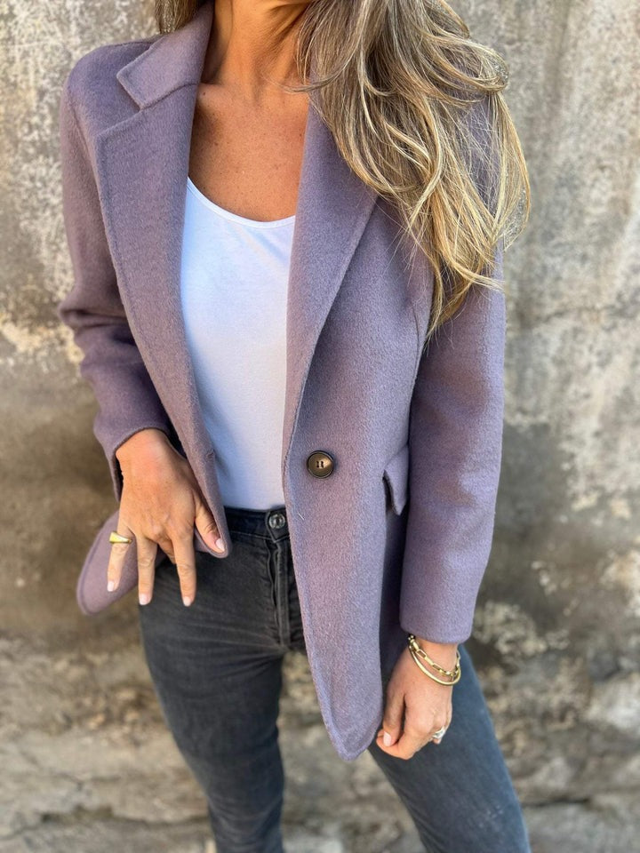 Lässige Jacke mit Revers, lange Ärmel, Knopfverschluss, Lavendel
