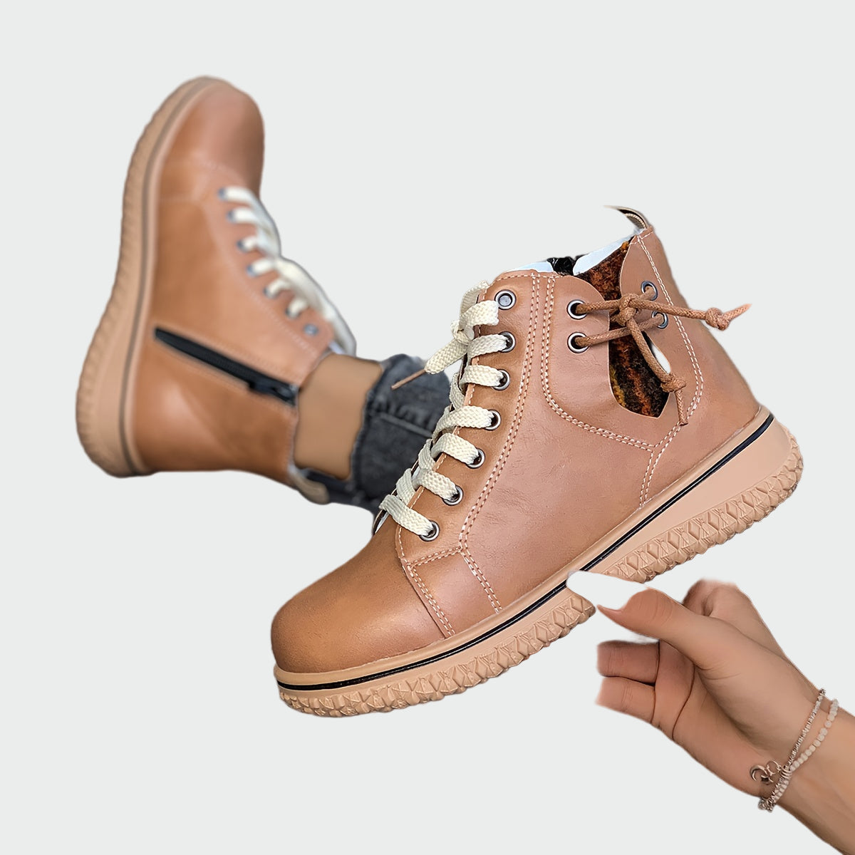 Orthopädische Lederstiefel mit niedrigem Schaft