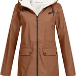 Brauner Kapuzenpullover mit Reißverschluss, Teddyfutter, Fronttaschen