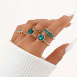Elegant Zarin Emerald Ring Set | Gold