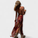 Midikleid mit tiefem Rückenausschnitt und dünnen Spaghettiträgern, langer Rock