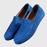 Orthopädischer Slipper aus Velours, aquablau, paarweise Ansicht mit gepolsterter Vorderlasche