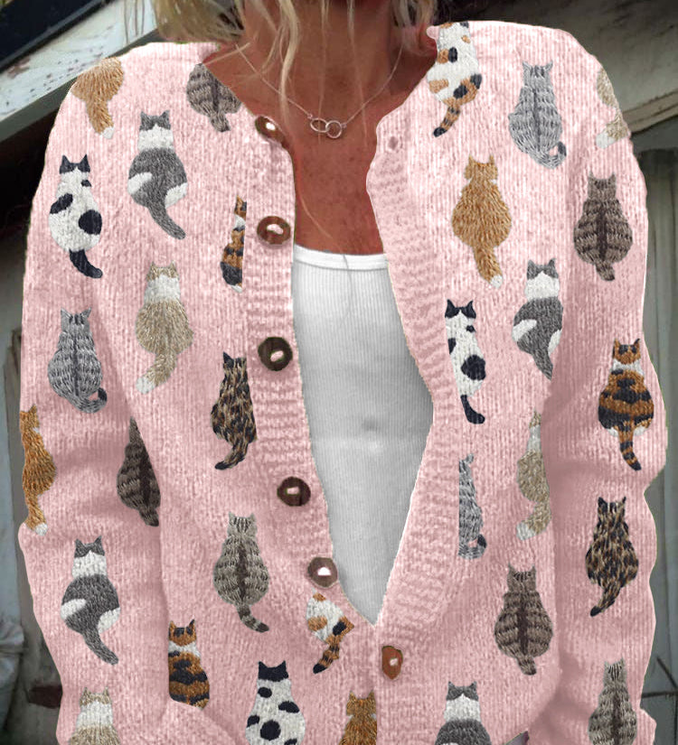 Sabine | Strickjacke mit Katzen-Design