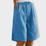 Nerissa-Sommer-Shorts Himmelblau, elastischer Bund mit Knopf