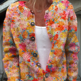 Sonja | Farbige Strickjacke mit Blumenmotiv