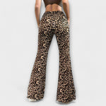 Leopardenmuster-Schlaghose mit hohem Bund und weitem, ausgestelltem Bein