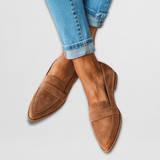 Weicher Wildleder-Slipper in Khaki mit breiten Riemen