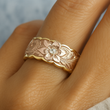 Vintage-Rosenblütenring aus Gold