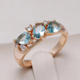 Eleganter Vintage-Zirkonia-Ring in Gold Blå