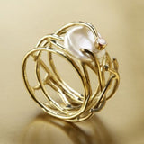 Samira - Goldring mit Perlen
