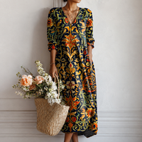 Katharina | Maxikleid mit floralem Ornamentmuster