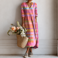 Renate | Midi-Kleid mit Pastell-Streifen