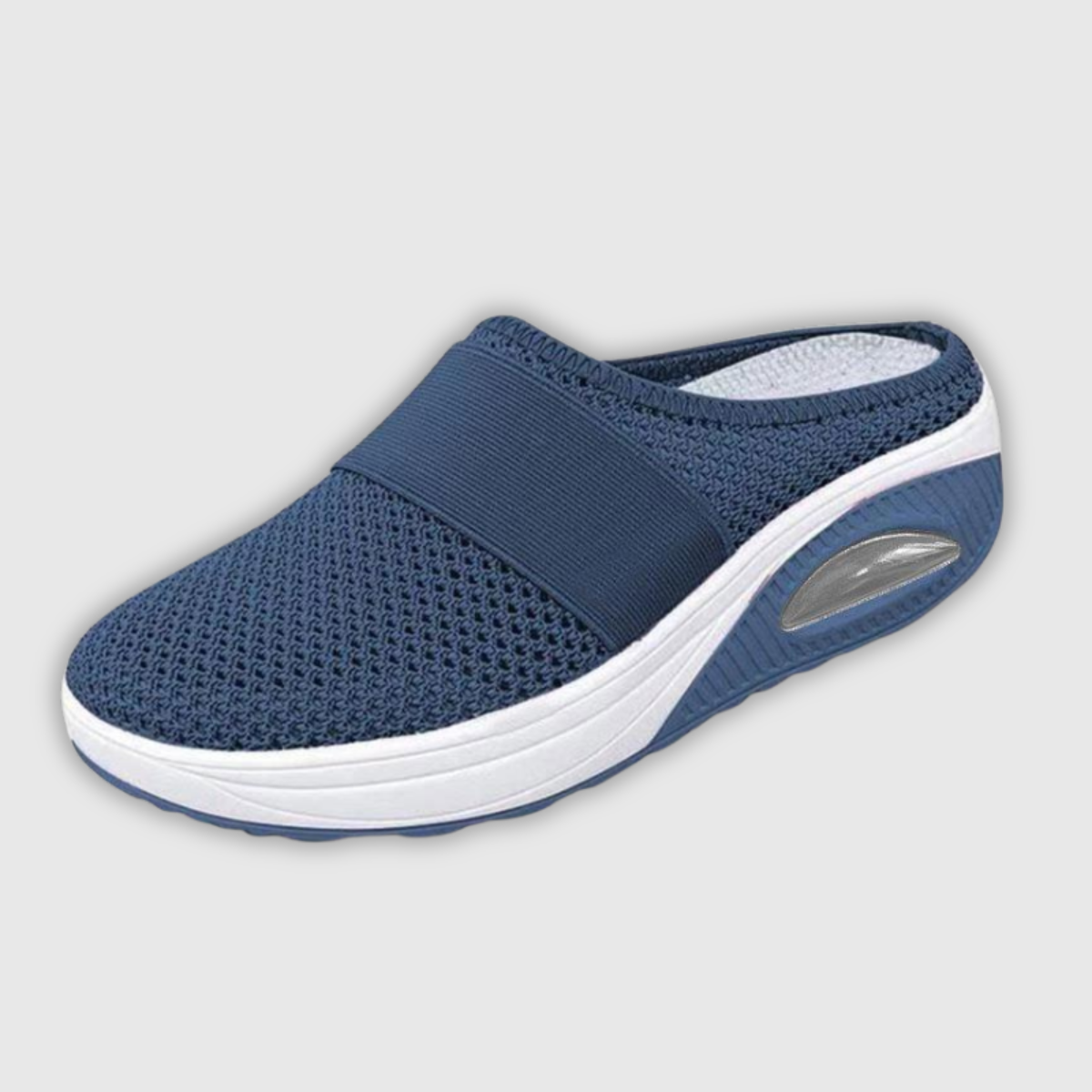 Elaine atmungsaktive orthopädische Clogs, marineblau, Stricknetz, elastischer Slip-On