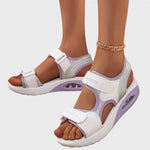 Varedo Sommer-Sandalen in Weiß/Lila, verstellbarer Klett, offene Zehen, breite Sohle